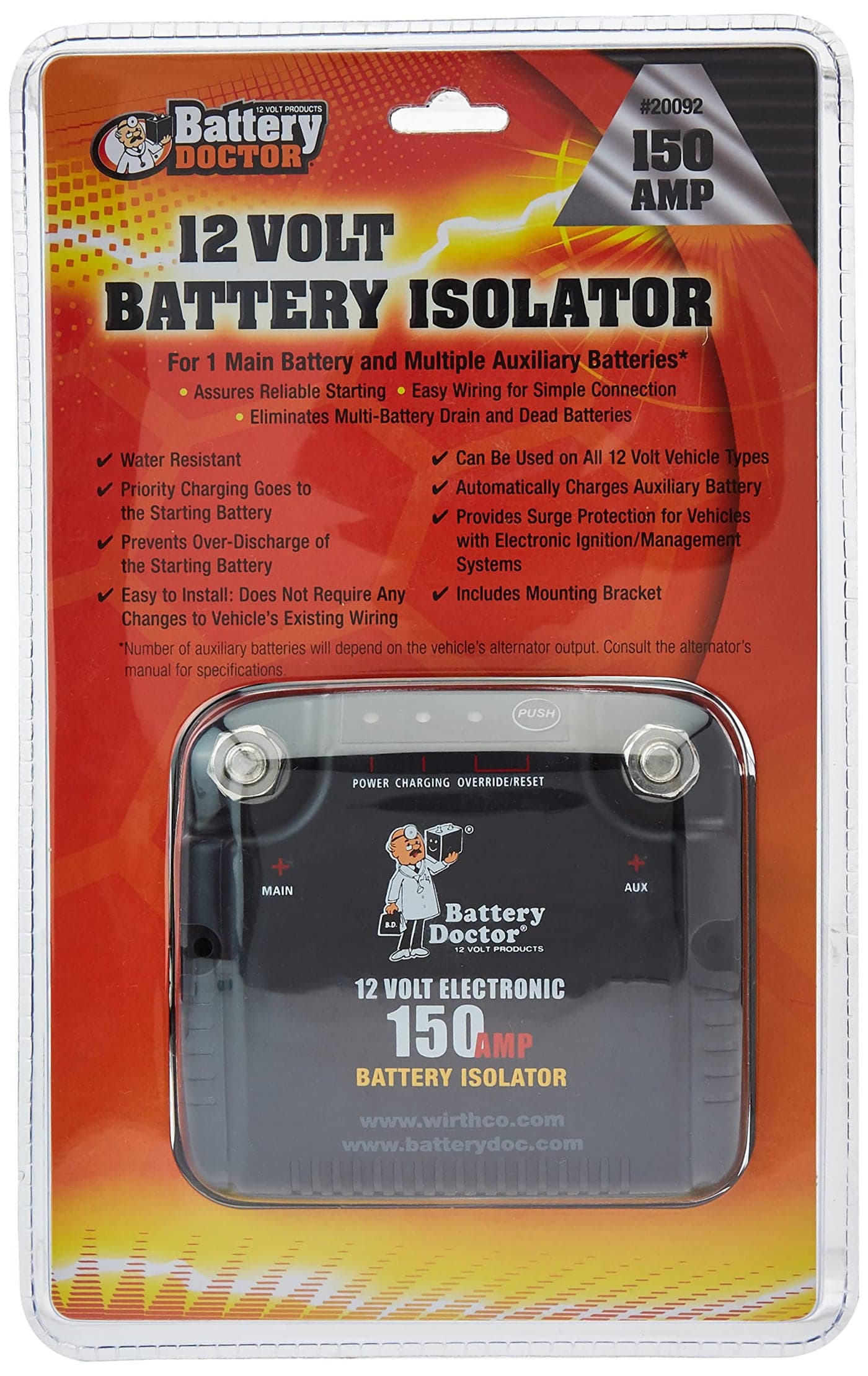 WirthCo 12131241 20092 Battery Doctor 125 Amp150 Amp Battery Isolator Black