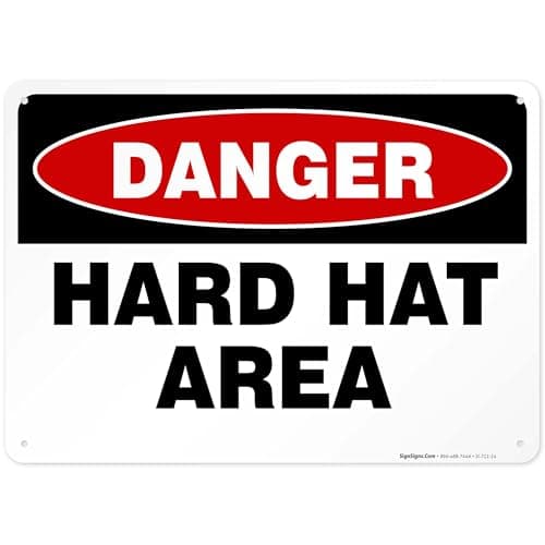 Sigo Signs, Hard Hat Area Sign, Construction Sign, Danger Sign, 10x14 Inches, Rust Free .040 Aluminum, Fade Resistant, Made in USA