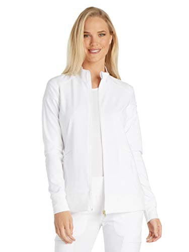Cherokee iFlex CK303 Zip Front Warm-Up Jacket White S
