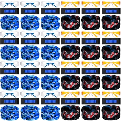 Sosation 24 Sets Nerf Party Supplies for Boys Girls 72 Pcs Gun Party Favors Two Team Nerf War Birthday Pack Safety Glasses Face Mask Wrist Belt Band Accessories Children Kids Toy BulkBlue and Orange
