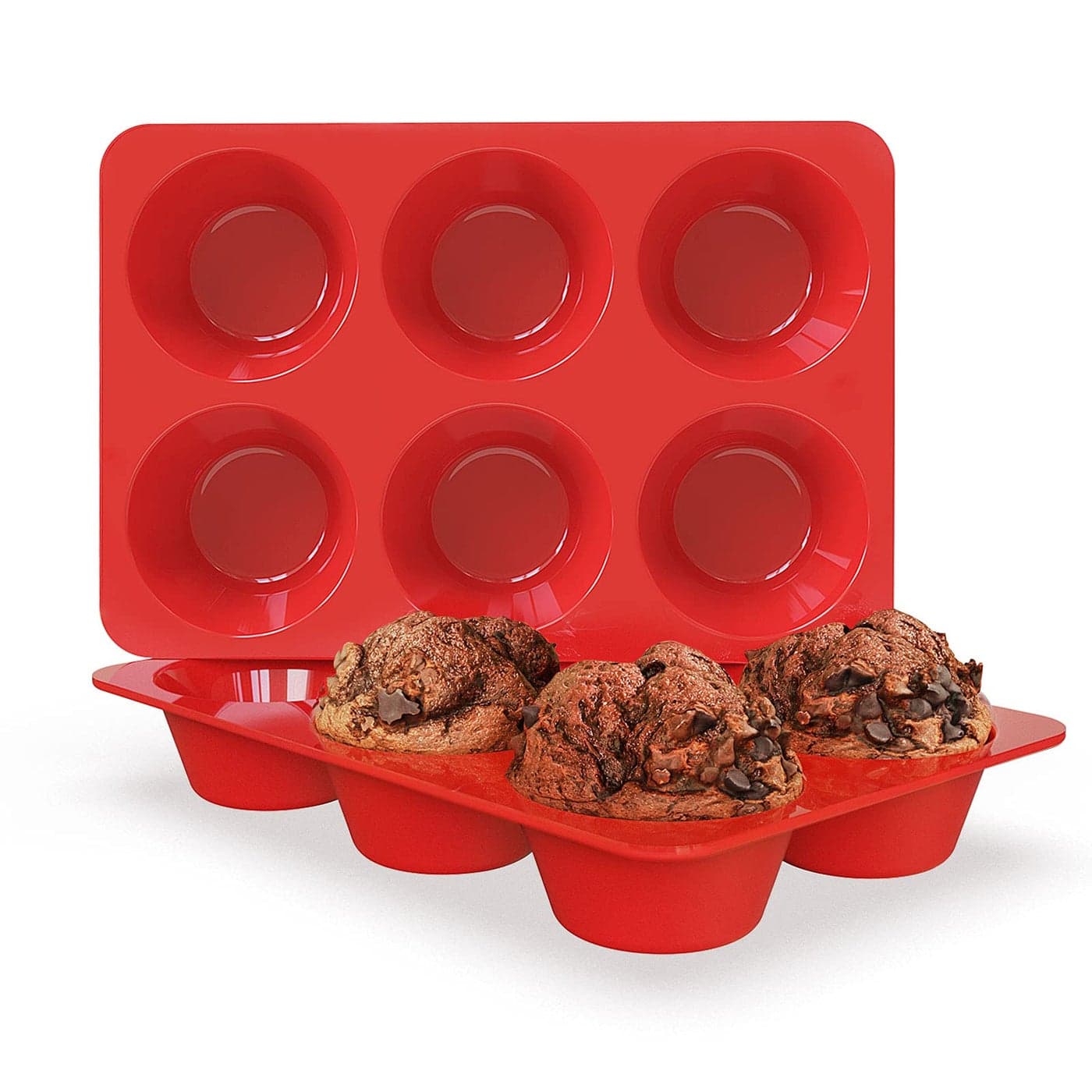 SILIVO Jumbo Muffin Pans Nonstick 6 Cup(2 Pack) - 3.5 inch Large Muffin Pan - Silicone Large Cupake Pans for Homemade Muffin and Cupcake
