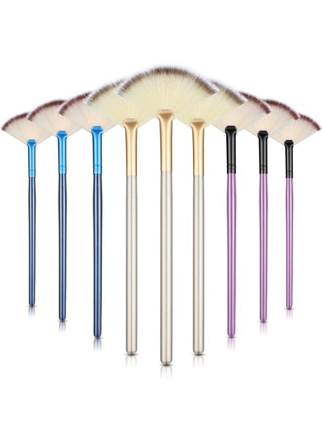 9 Pieces Facial Brushes Fan Mask Brushes, Soft Facial Applicator Brushes Tools for Peel Glycolic Mask Makeup for Mud Cream (Blue, Purple, Champagne)