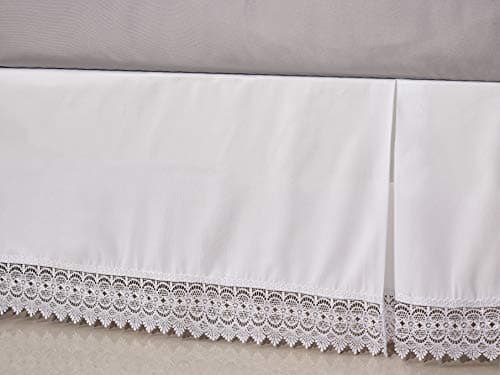 Elegant Comfort ™ Silky-Soft Luxury Lace Fringe Dust Ruffle/Bed Skirt Microfiber Platform Wrinkle and Fade Resistant with 15inch Drop
