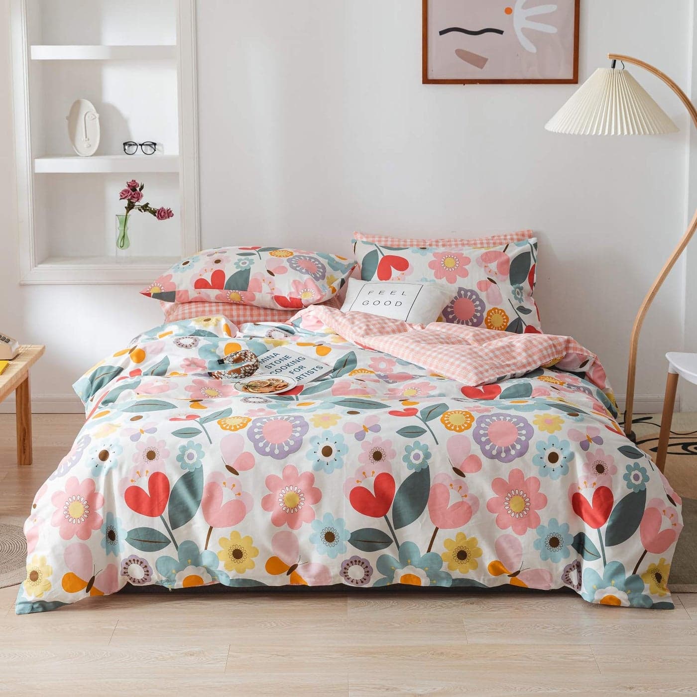 Floral Duvet Cover Twin 100 Cotton 3 pcs Twin Flower Bedding Set Garden Reversible Duvet Cover with Zipper Closure Breathable No Comforter