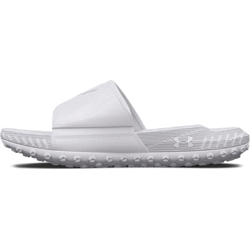 Under Armour Unisex Project Rock 3 Slides, (100) White/White/Halo Gray, 7, US