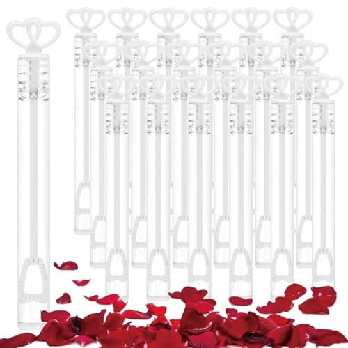 FOIMAS 40pcs Mini Wedding Bubble WandHeart Bubble Wand for Guest Wedding Party Favor Bachelorette Party Valentines Day Party Decoration SupplyWhite
