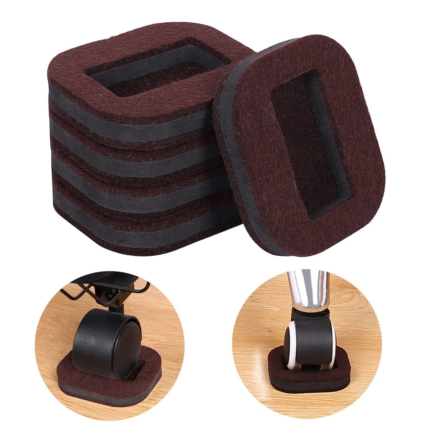 16 PCS Felt Furniture Coasters Caster Cups Bed Office Chair Furniture Wheel Stoppers to Prevent Sliding Felt Bottom Furniture Pads for Hardwood Floors Prevent Scratches Brown L 21 W13