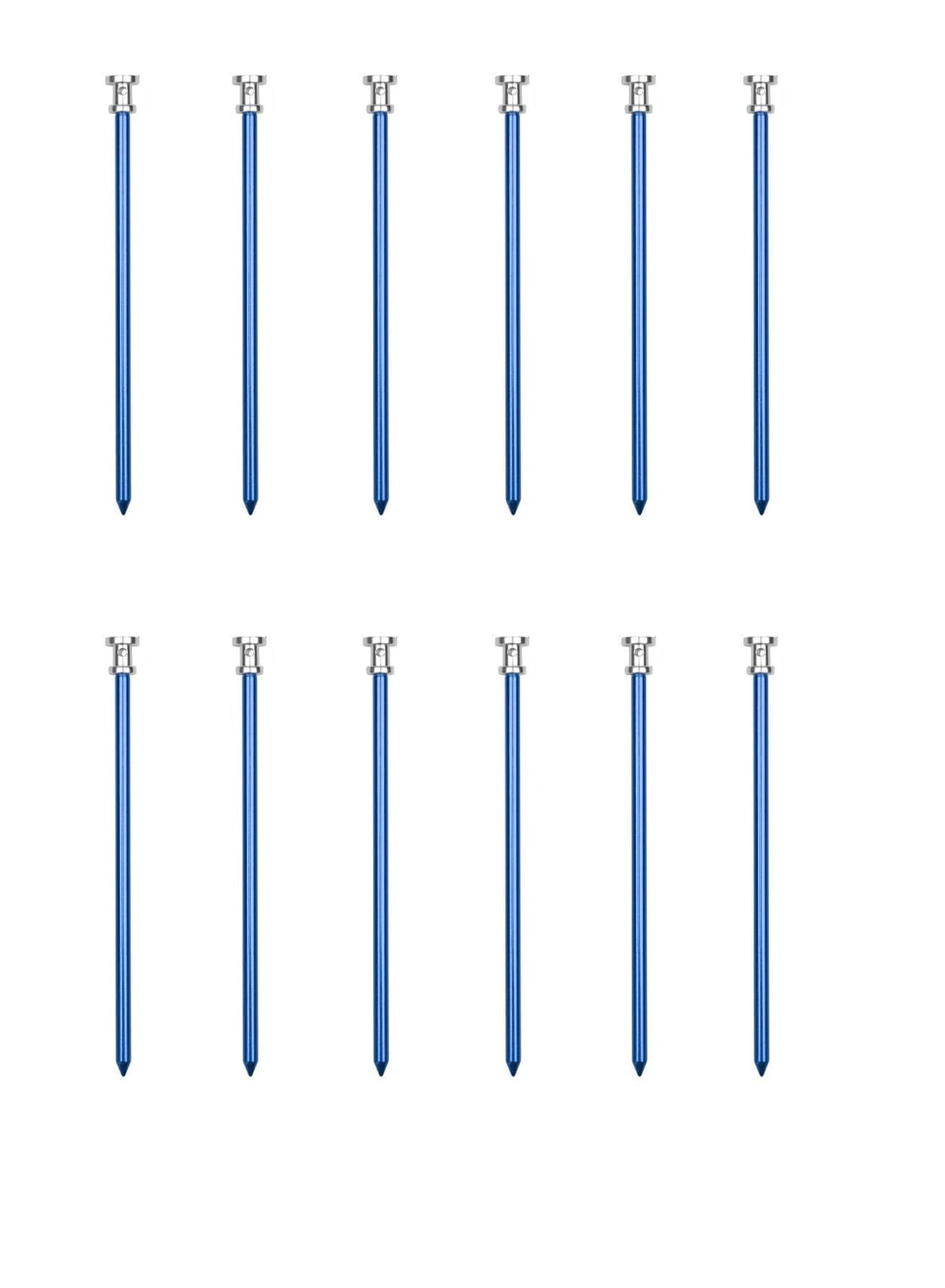 12pcs Camping Tent Pegs Strength Aluminum Tent Nails Outdoor Tent Peg Long Cylinder Tent pegs (Blue)