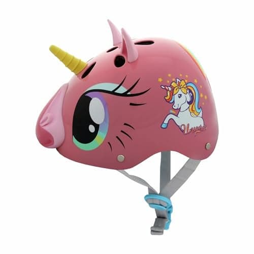 STREETJAM Magic Unicorn Open Face Helmet for Kids, Hard PP Outer Shell, EPS Inner Comfort Linner case, Adjustable Strap & Adjuster Dial, Unisex Helmet, Cycling (Pink, Small (5 - 8 Years))
