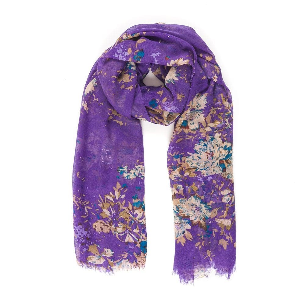 MELIFLUOS DESIGNED IN SPAIN Scarf for Women Lightweight Floral Flower Scarves for Fall Winter Shawl Wrap (SS39)