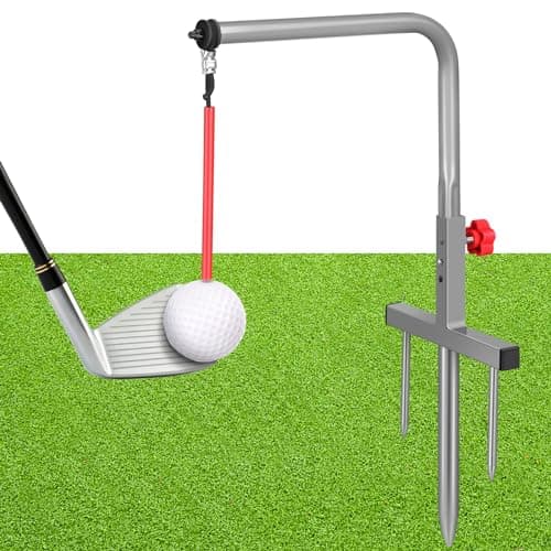 Poen 1 Set Golf Swing Trainer Training Iron Practice Swing Groover with 3 Height Indoor Golf Practice Simulator Accessories Aid Equipment(Sliver)