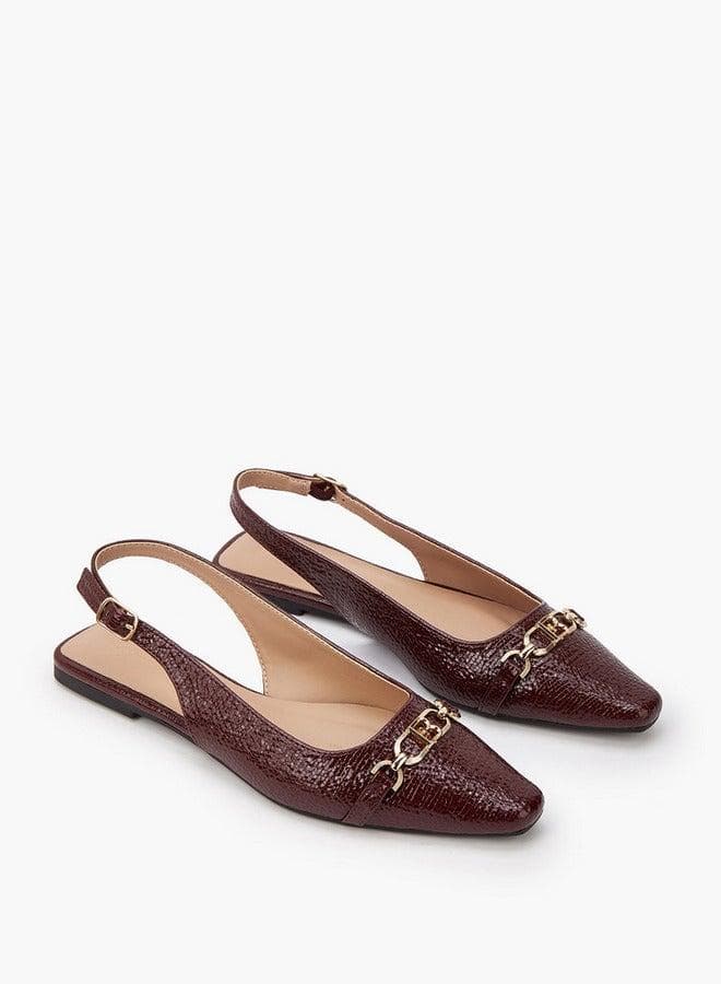 Textured Chain Detail Sandals with Buckle Closure