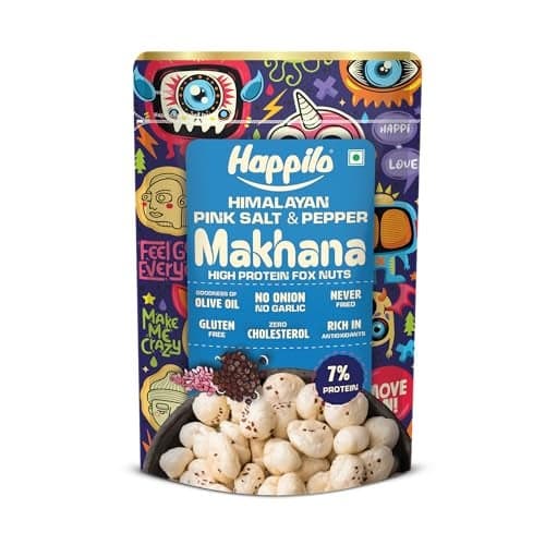 Happilo Premium Super Snack Makhana Himalayan Salt & Pepper 55g | Roasted Foxnuts, Phool Makhana, Lotus Seeds | Healthy Snacks | Low Calorie, Vegan & Crunchy