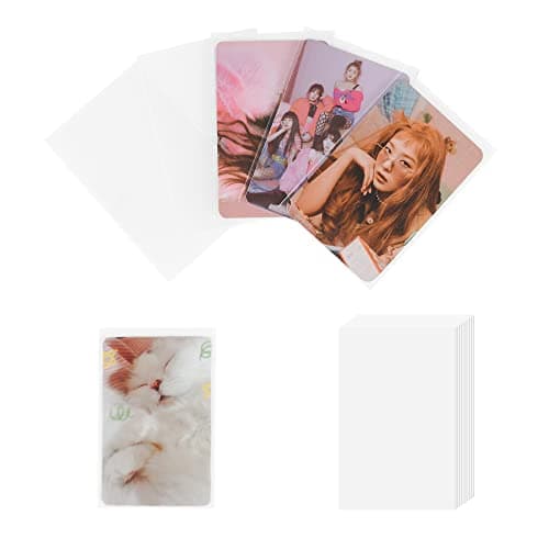Baskiss 100 Packs Photocard Sleeves, 59 x 90 mm Ultra Thickness 200 Microns CPP Clear Sleeve Idol Card Protector Holder Trading Shield Cover for 3 inch Polaroid Kpop Album Photo (Unsealable)