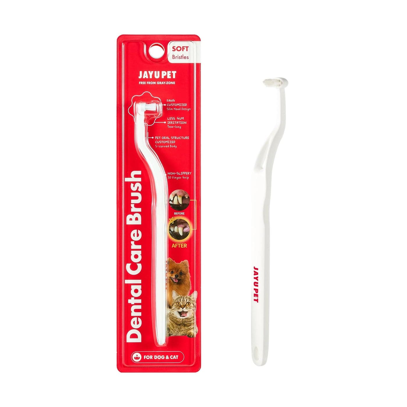 JAYU PET Dental Care Brush Soft Bristles 1ea Dog Toothbrush Cat Toothbrush Dental Care for Kitten and Small Dogs Removing Old Plaque and Tartar Cat Teeth Brushing Easy Cleaning