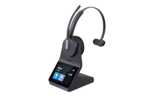 Yealink HA64 Pro Wireless DECT & Bluetooth Headset with Touch Screen for Office, Home, Desk Phone, Computer, Smartphone (Single Speaker)