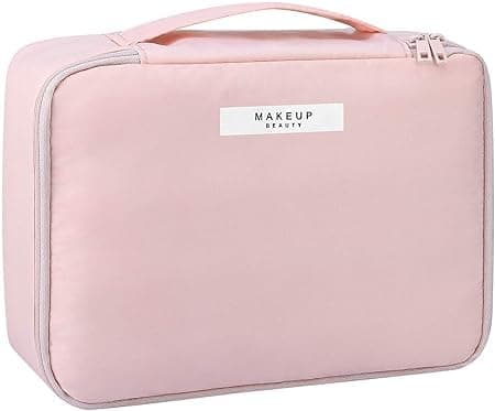 Keetly Makeup Bag Cosmetic Bag for Women Cosmetic Travel Makeup Bag Large Travel Toiletry Bag for Reusable Toiletry Bag Adjustable and Comfortable Pink