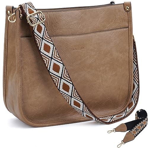 Caitina Crossbody Bag For Women Vegan Leather Hobo Handbag Designer Crossbody Purses Bucket Bag For Women with 2PCS Adjustable Strap(Tuyellow)