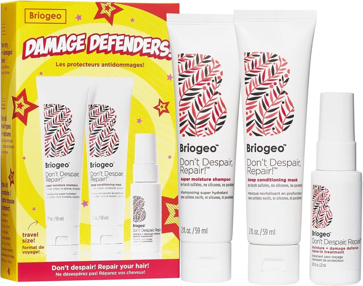 Briogeo Damage Defenders Super Moisture Shampoo for Damaged Hair Deep Conditioning Hair Mask Dont Despair Repair Moisture Damage Defense LeaveIn Hair Treatment