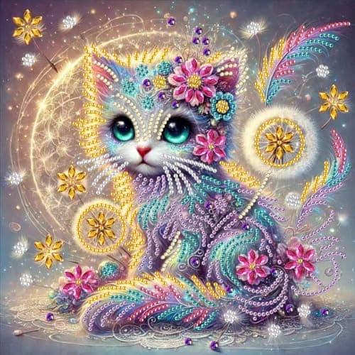 GEMFAMILY Special Shaped Diamond Art Kits for Adults, Animal Cat 5D Diamond Painting Kits for Adults Beginner,DIY Crystal Rhinestones Painting for Home Wall Decoration 11.8 x 11.8 inch