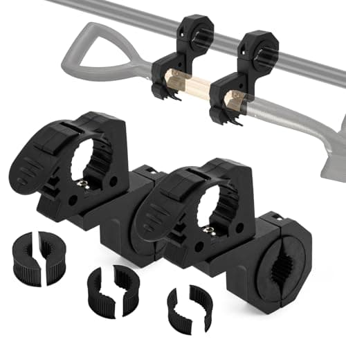 Quick-Release Rubber Clamps Mount Shovel Axe Holder Mount for 1-1/7'' to 1-3/7'' Diameter Tools with Roll Bar Clamp Mounts Bar Mounting Bracket for 1" 1.5" 1.75" Bull Bars Roof Racks Roll Cages