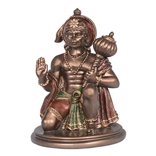 Aone Hanuman Hindu God of Strength Real Bronze Powder Cast Statue Brown Height 3 Inch