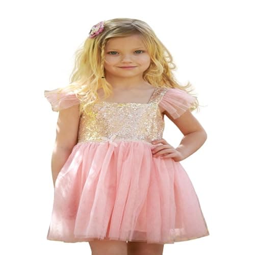 Birthday Dress for Little Girls Princess Ballerina Party, Pink, 6Y