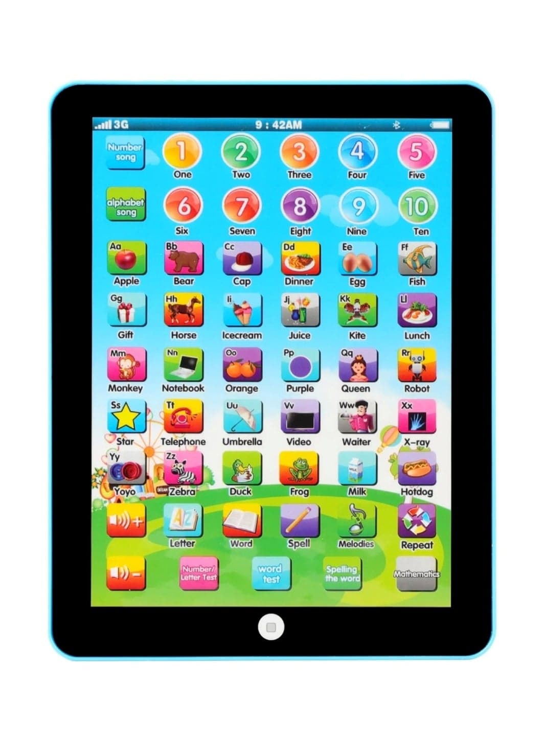 Educational Tablet Toy For Kids With Musical Sound Blue