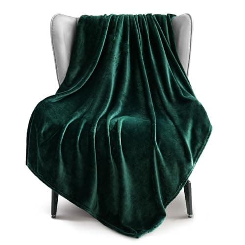 Exclusivo Mezcla Fleece Forest Green Throw Blanket for Couch Sofa Super Soft and Warm Blankets All Season Cozy Plush Lightweight 50x60 Inches