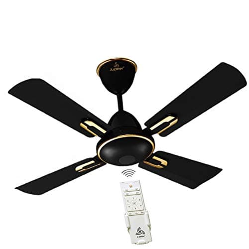Jupiter Bullet 4 Blades BLDC Motor 900 mm | Energy Efficient 5 Star Energy Saver | High Speed Decorative Ceiling Fan Remote Controlled | Black & Gold