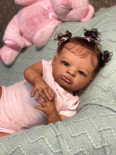Zero Pam Realistic Black Reborn Baby Dolls 20 Inch Dark Brown Newborn Silicone Baby Dolls That Look Real African American Toddler Babies Girl for Kids 3