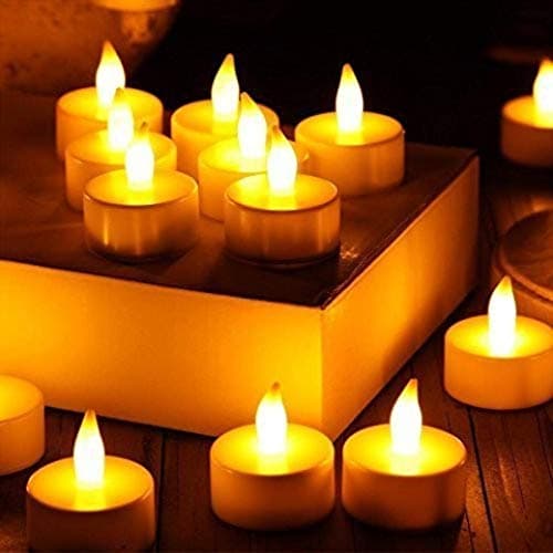 MIRADH Realistic Flameless LED Tealights Battery Candles | Unscented Eco-Friendly Festive Set for Diwali Navratri Christmas New Year (24)
