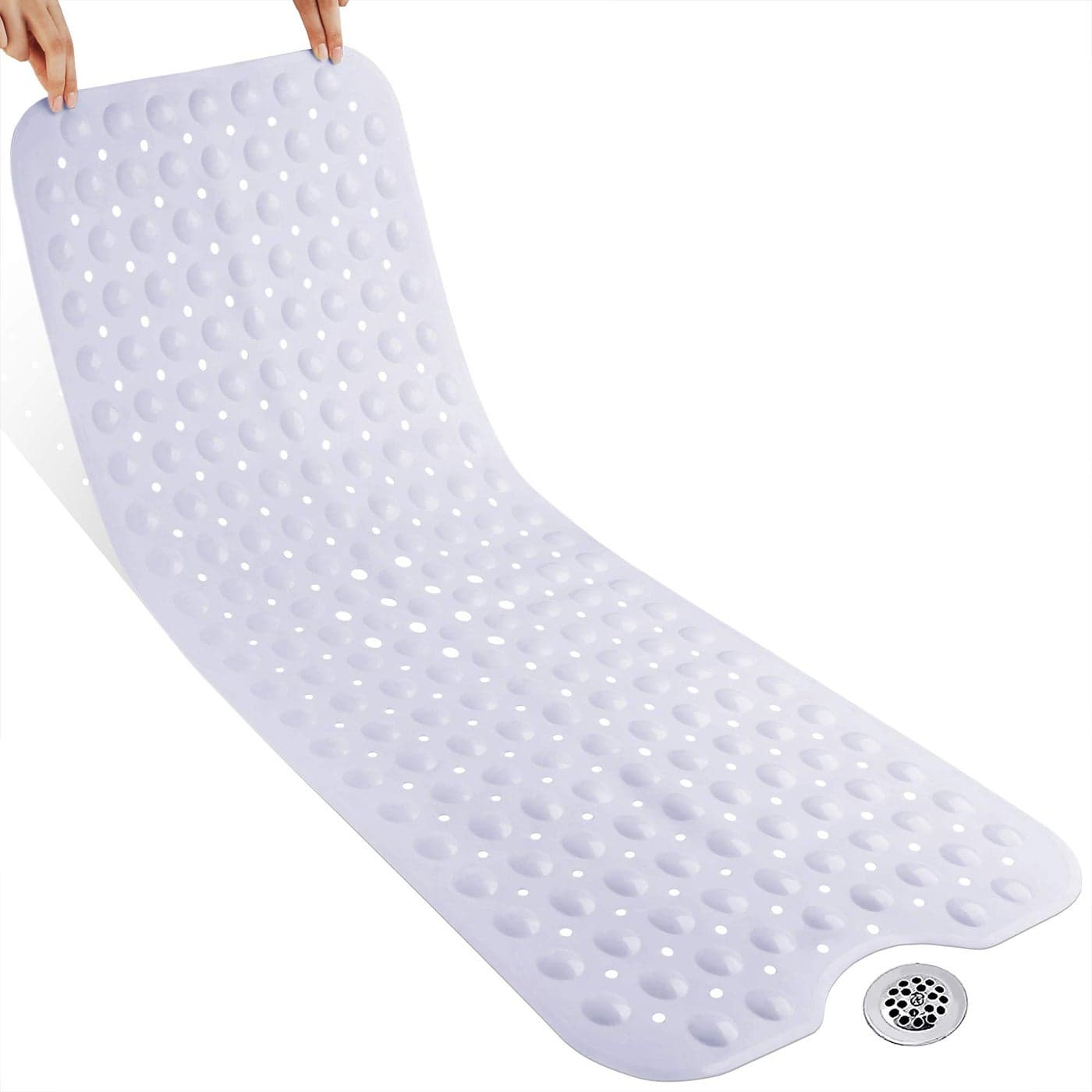 Yimobra Shower Mat Bathtub Mat Non Slip 40 x 16 Bath Mat for Tub Floor with Big Suction Cups and Drain Holes Machine Washable Shower Mats for Inside Shower Phthalate Latex Free White