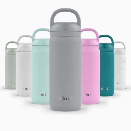 Ello Cooper Twist 18oz Kids Stainless Steel Water Bottle with Chug Lid | Leak Proof Double Walled and Vacuum Insulated | Fits Car Cupholder | Built in Carry Loop | Dishwasher Safe | Gray