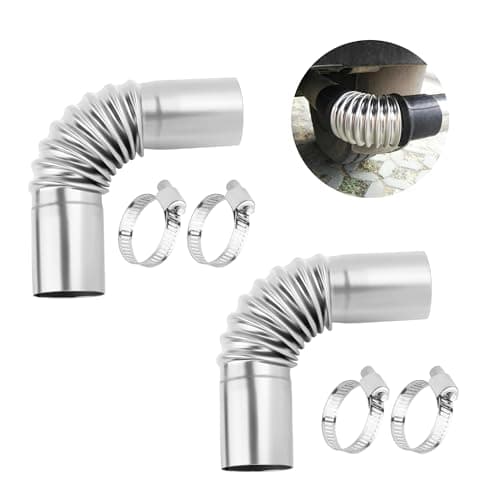 2PCS Air Parking Diesel Heater Exhaust Pipe,Stainless Steel 24mm Flexible Exhausts Pipe with Clamps,Diesel Heater Accessories Generator Exhaust Extension for Diesels Air Heaters (2PCS)