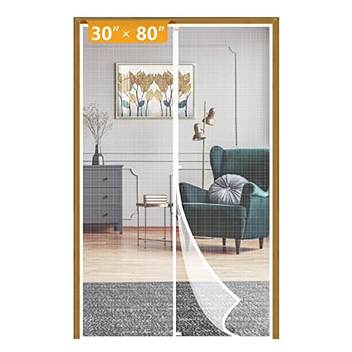 Yotache White Magnetic Screen Door Fit Doors 30 x 80, Screen Size 32" x 81" Heavy Duty for Home Apartment Door with Full Frame Hook&Loop Strip