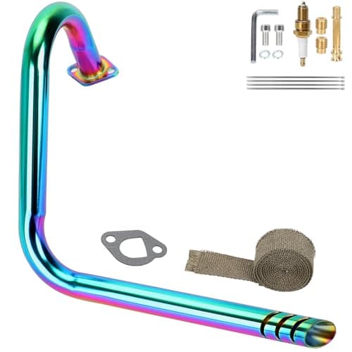 CILOYU 212cc Mini Bike Left Long Exhaust Pipe Replacement for Coleman CT200U CT200U-EX BT200X KT196 Baja MB165 MB200 Axis M200 196cc GX160 GX200 Engine Monster Mega Moto 200cc Minibike Go Kart Parts