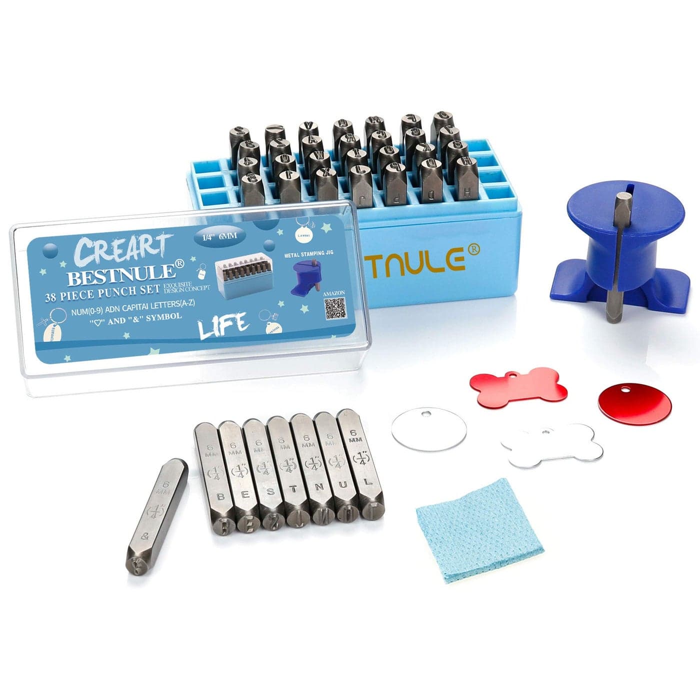 BESTNULE Metal Stamping Kit Number and Letter Stamp Set AZ 09 and Love Symbol Industrial Grade Hardened Carbon Steel Perfect for Imprinting Metal Wood Plastic Leather 14 6MM
