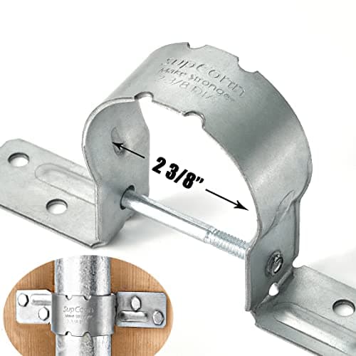 SupConn 2-3/8" Steel to Wood Fence Brackets (50Pcs) - Galvanized Pipe Grip Tie, Metal Fence Post Brackets for Repair (Screws Not Included)