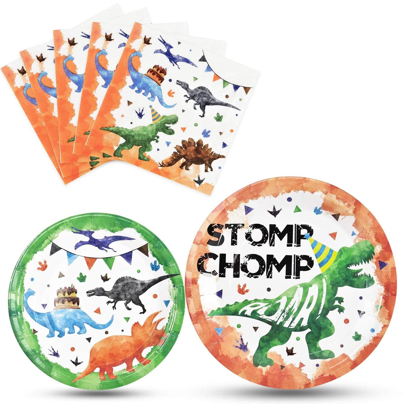 Watercolor Dinosaur Party Plates and Napkins Dinosaur Party Supplies Bundles for Boys Kids Birthday Disposable Dinner Dessert Cake Luncheon Plates Napkins Tableware Set Serves 16 Guests 48 Pieces