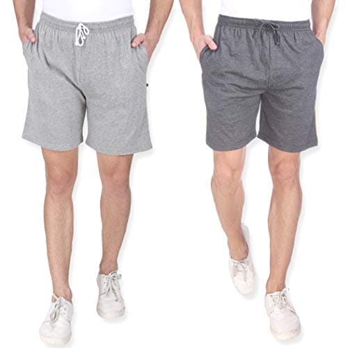 Neo Garments Men's Cotton Regular Casual Short Pant with Pocket - Pack of 2 (Grey & Carbon, 3XL)