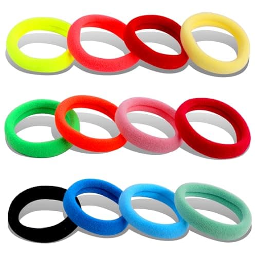 120PCS DWKFEOQ Hair Ties for Women Girls Elastic Ponytail Holders Cotton Seamless Hair Bands No Damage for Thick Hair 189 Inch in Diameter 12 colors