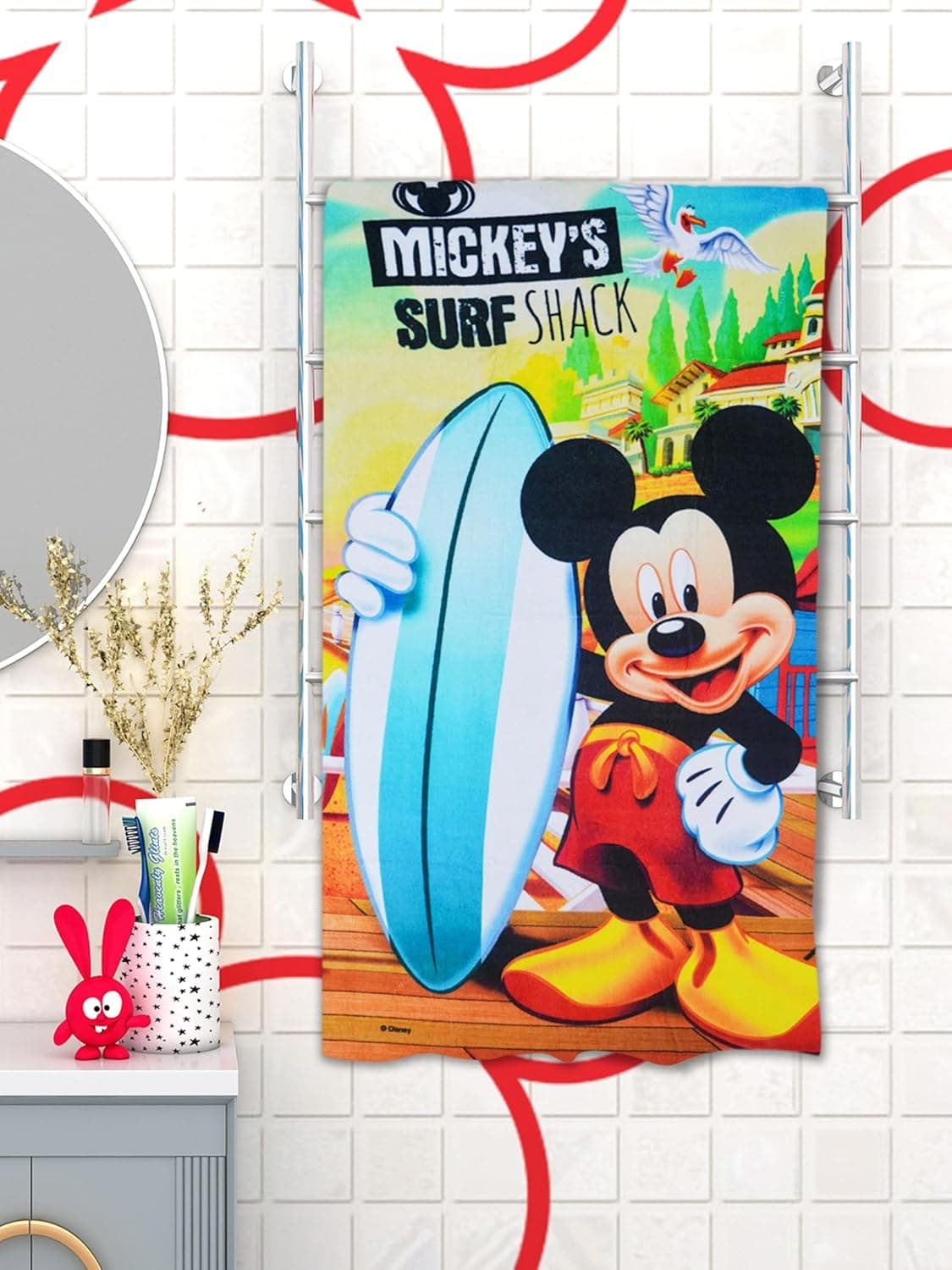 Athom Living Disney Surf 350 GSM 100 Cotton Kids Bath Towel 60x120 cm