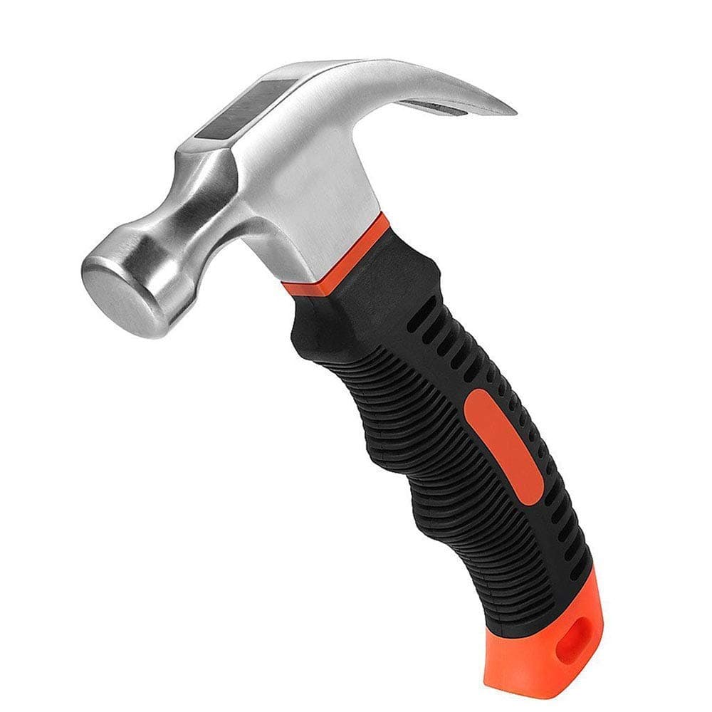 TERXA Heavy Duty 1PCS Small Hammer Stubby Mini Claw Hammers Short Handle Plastic GripIron Hammer Car Safety Glass Escape Hammer Broken Window Hardware Tools Random Colour