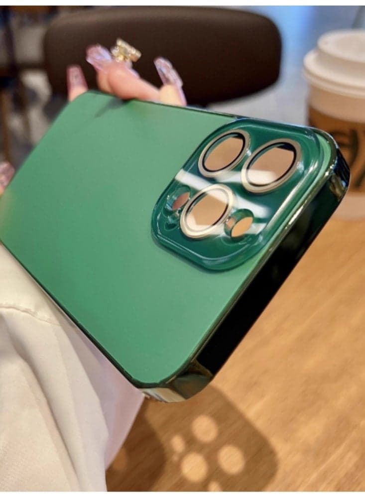 The Frosted Phone Case Comes With a Fully Wrapped Lens Film For Anti Drop And Simple Design, Green Suitable For iPhone 16 Pro Max