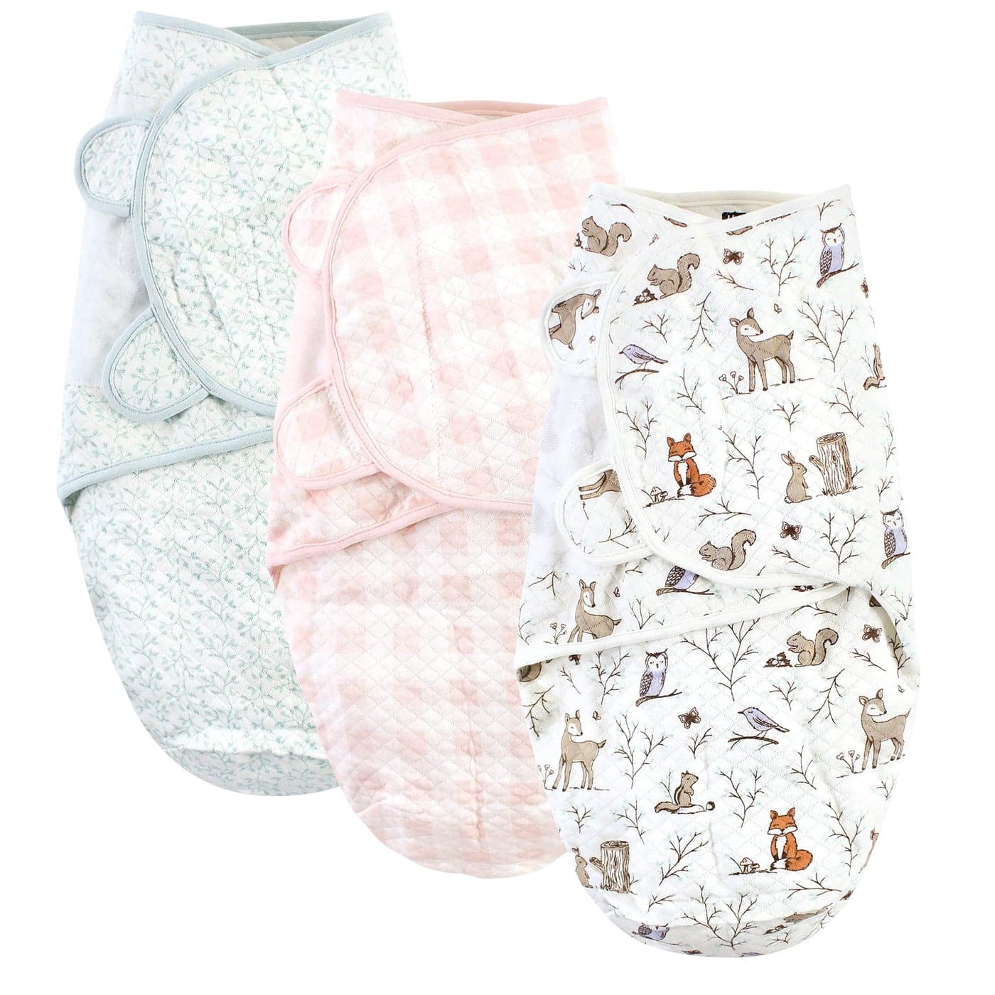 Hudson Baby Unisex Baby Quilted Cotton Swaddle Wrap 3pk Enchanted Forest 03 Months