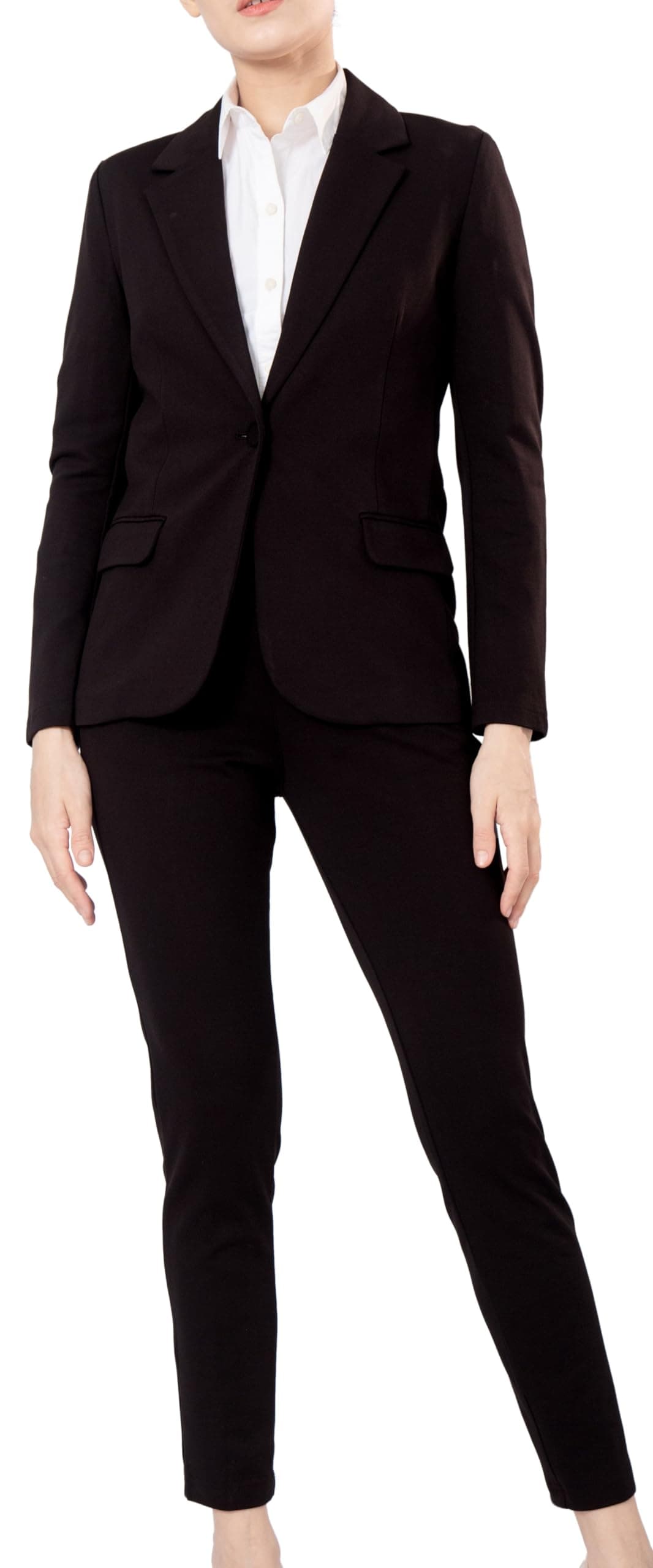 Marycrafts Womens Business Blazer Pant Suit Set for Work 8 Black