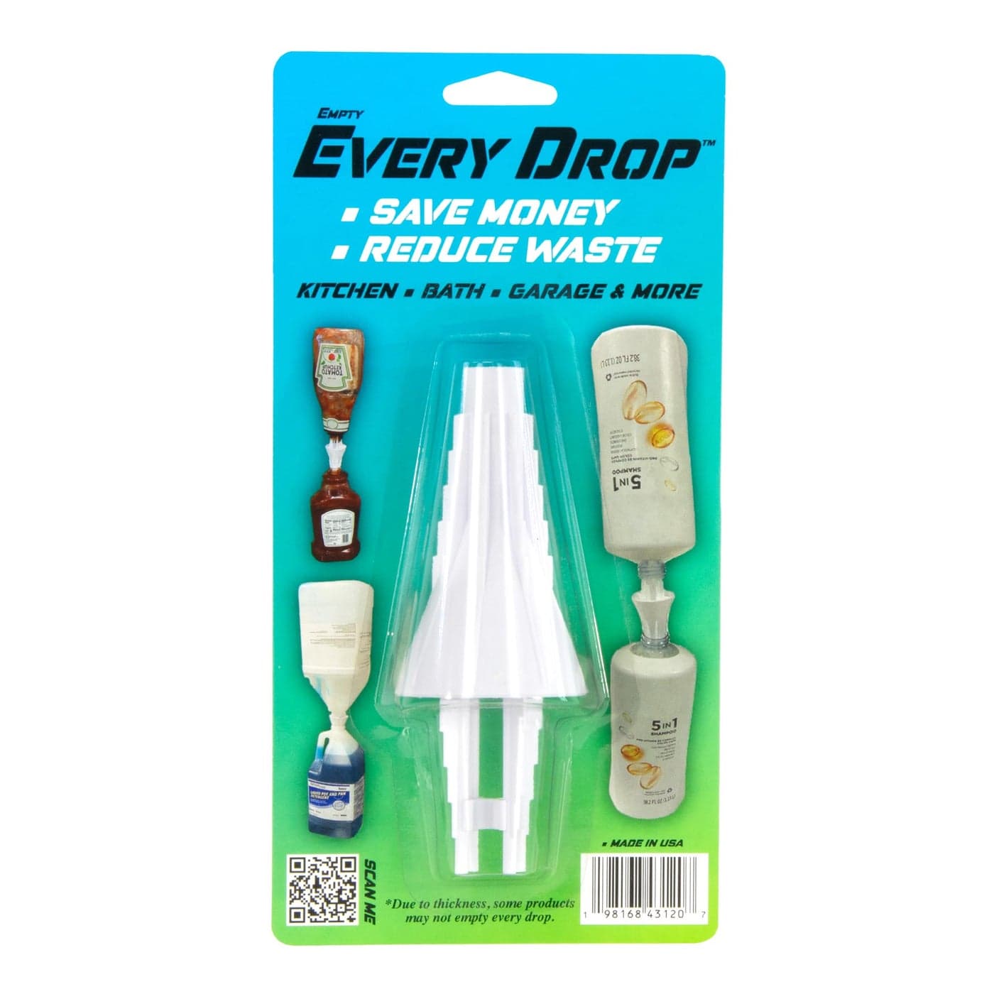 Last Drop Universal Bottle Emptying Kit Transfer Connector for Soap Lotion Shampoo Conditioner and Kitchen