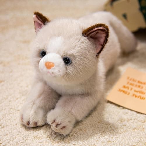 PEACH CAT Cat Stuffed Animal 15 Realistic Kitten Plushies Soft Plush Toys Gifts for Kids Grey and White