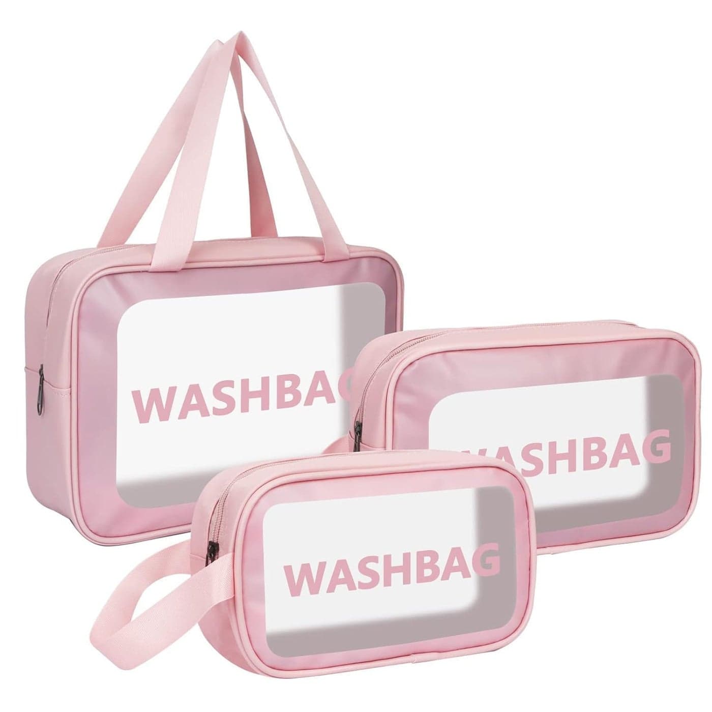 3 Pieces Makeup Bag for Home Travel Organizer Bags Cosmetic Toiletry Storage Bag for Cosmetics Brushes Accessories PouchTravelling Washbags Vanity Kit for Women Girls Pink